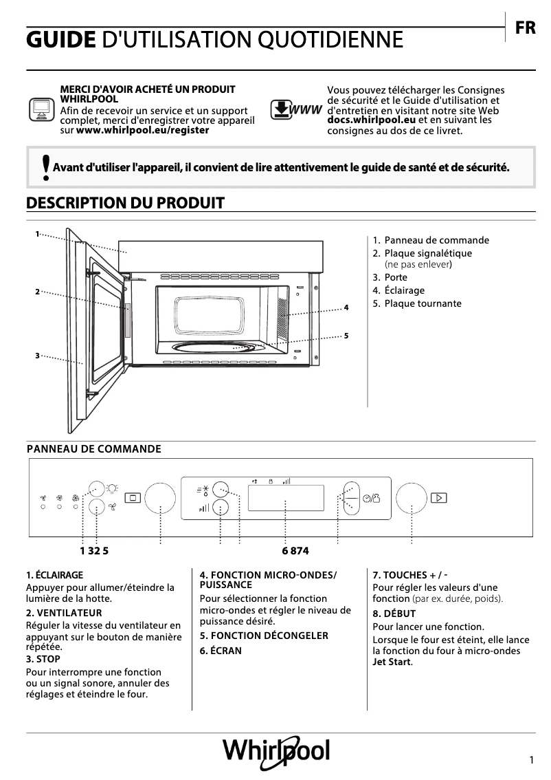 Page n°1 - Manuel utilisateur Whirlpool AVM 970