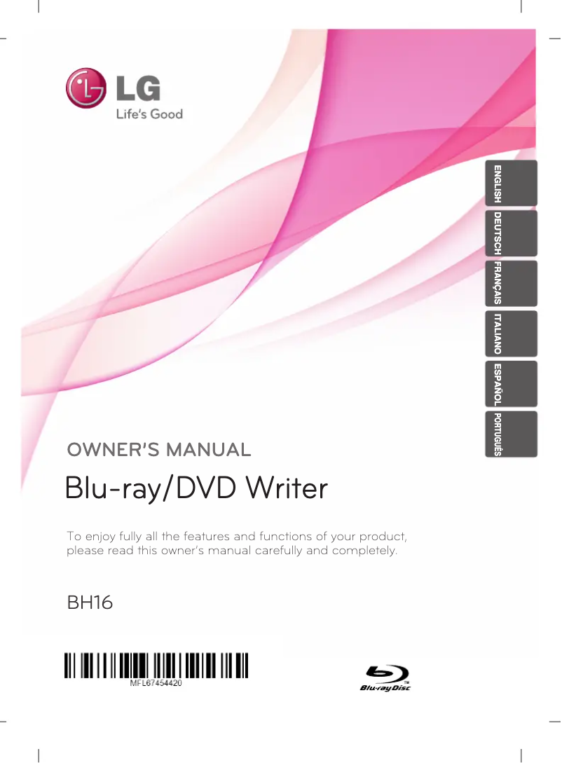 Page 1 de la notice Manuel utilisateur LG BH16NS40