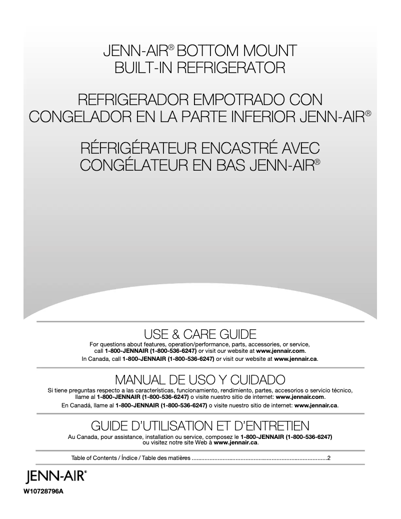 Page 1 de la notice Manuel utilisateur JennAir JF36NXFXDE