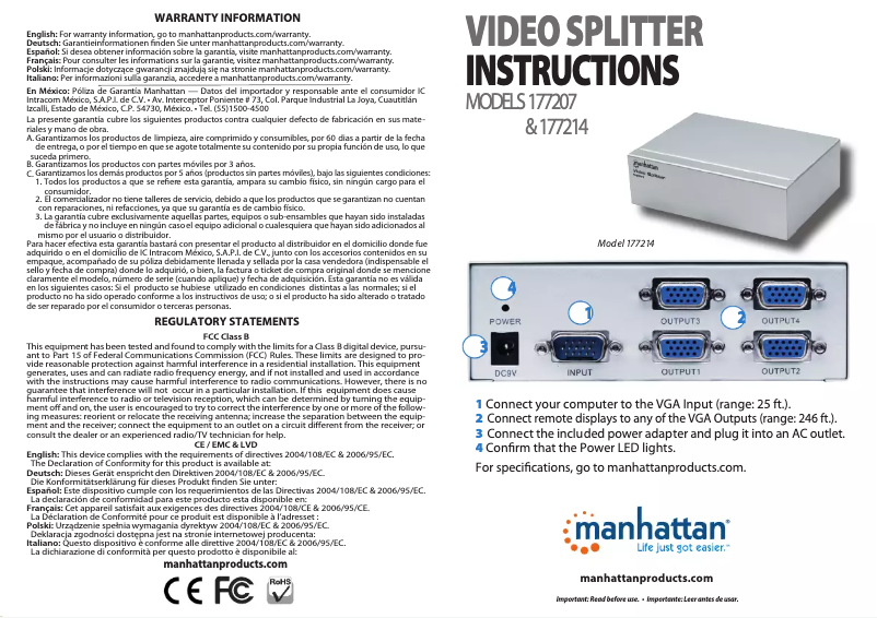 Page 1 de la notice Manuel utilisateur Manhattan 177207