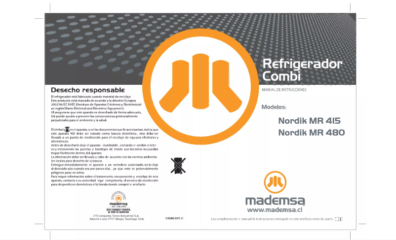 Image de la première page du manuel de l'appareil Nordik 480 Inox