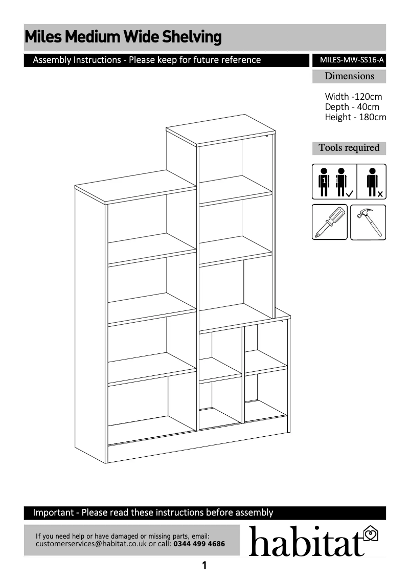 Page 1 de la notice Manuel utilisateur Habitat Miles Medium Wide