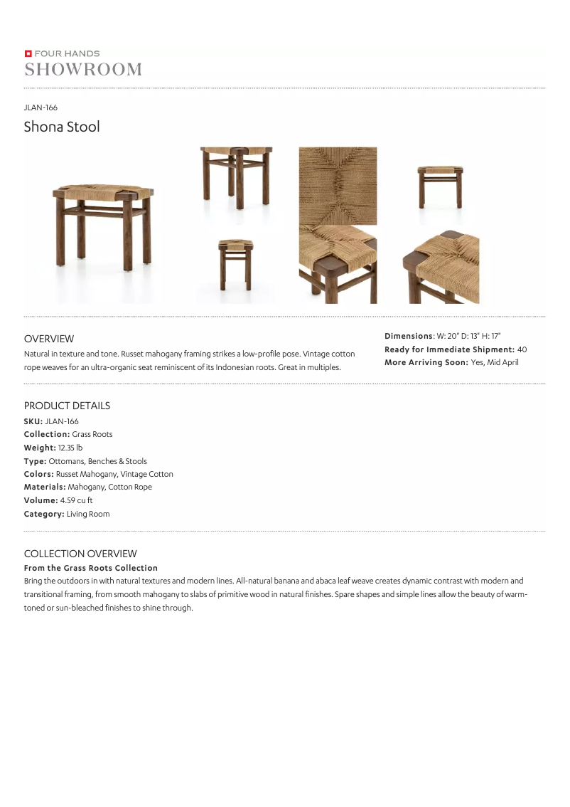 Page 1 de la notice Manuel utilisateur Four Hands JLAN-166