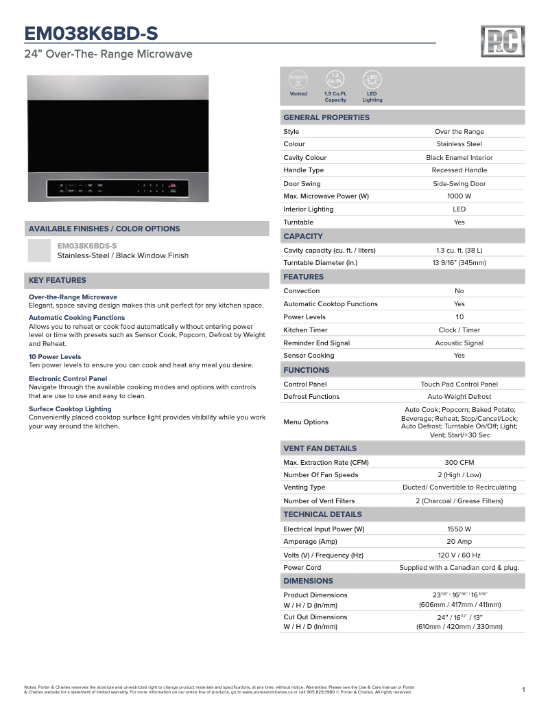 Image de la première page du manuel de l'appareil EM038K6BD