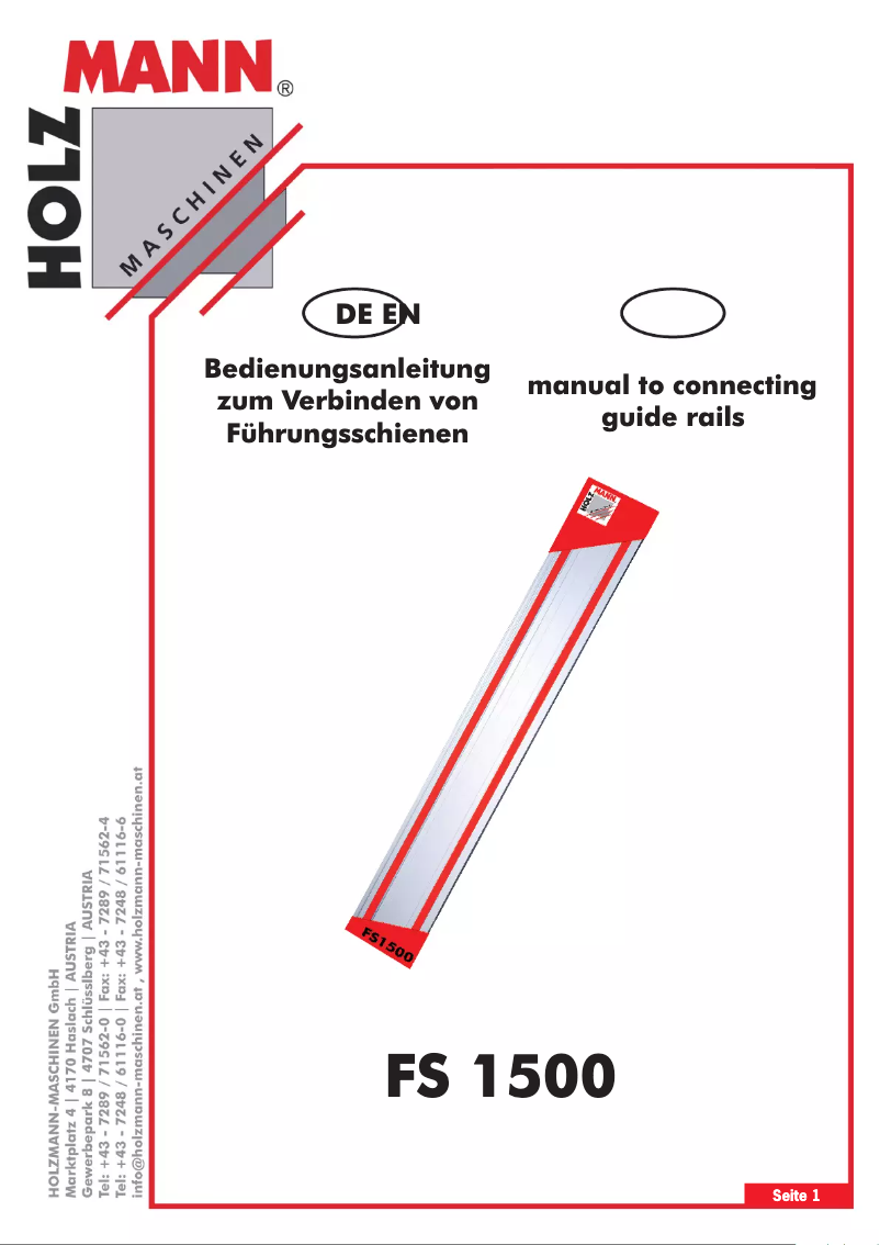 Page 1 de la notice Manuel utilisateur Holzmann FS 1500
