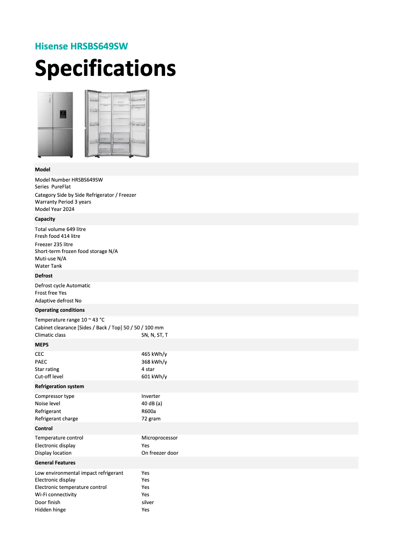 Image de la première page du manuel de l'appareil HRSBS649SW