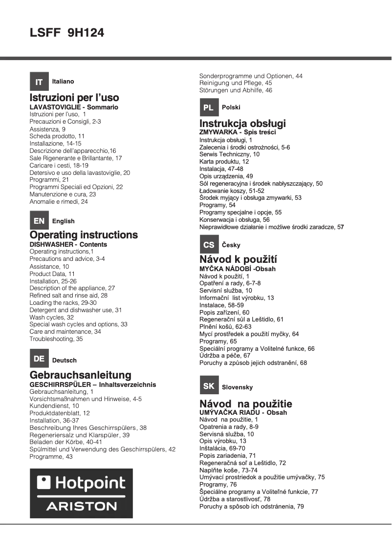 Image de la première page du manuel de l'appareil LSFF 9H124 CX EU