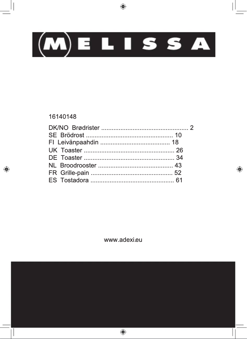 Page 1 de la notice Manuel utilisateur Melissa 16140148