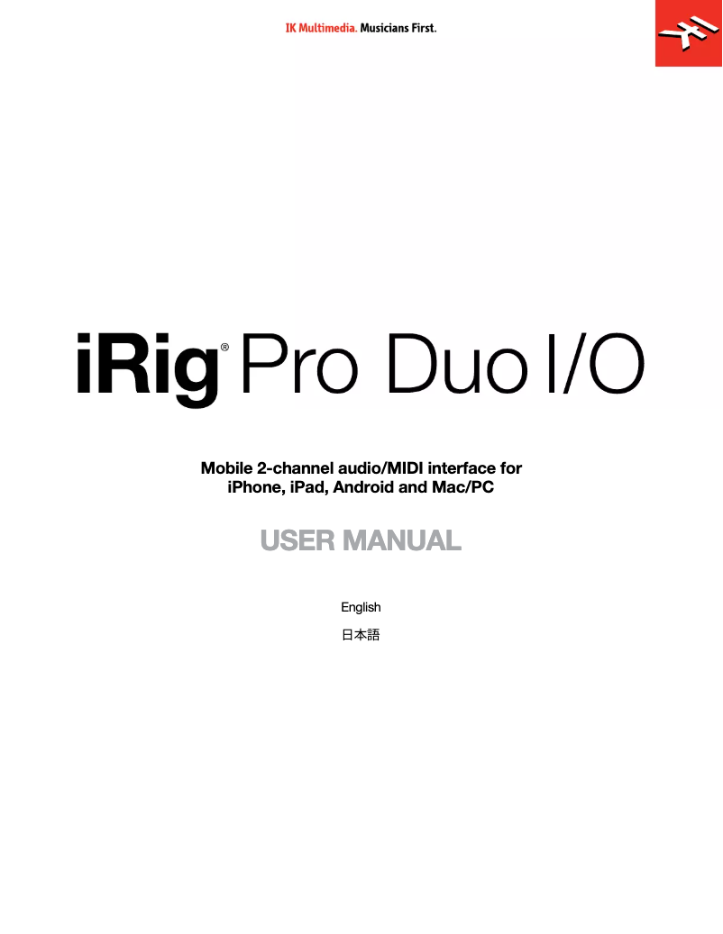 Page n°1 - Manuel utilisateur IK Multimedia iRig Pro Duo I/O
