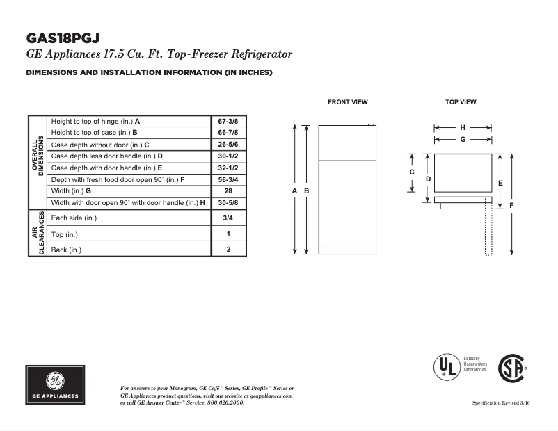 Imagen de la primera página del manual del dispositivo GAS18PGJWW