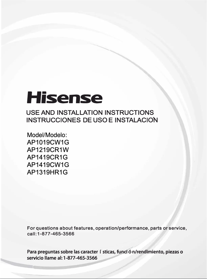 Page 1 de la notice Manuel utilisateur Hisense AP1419CR1G