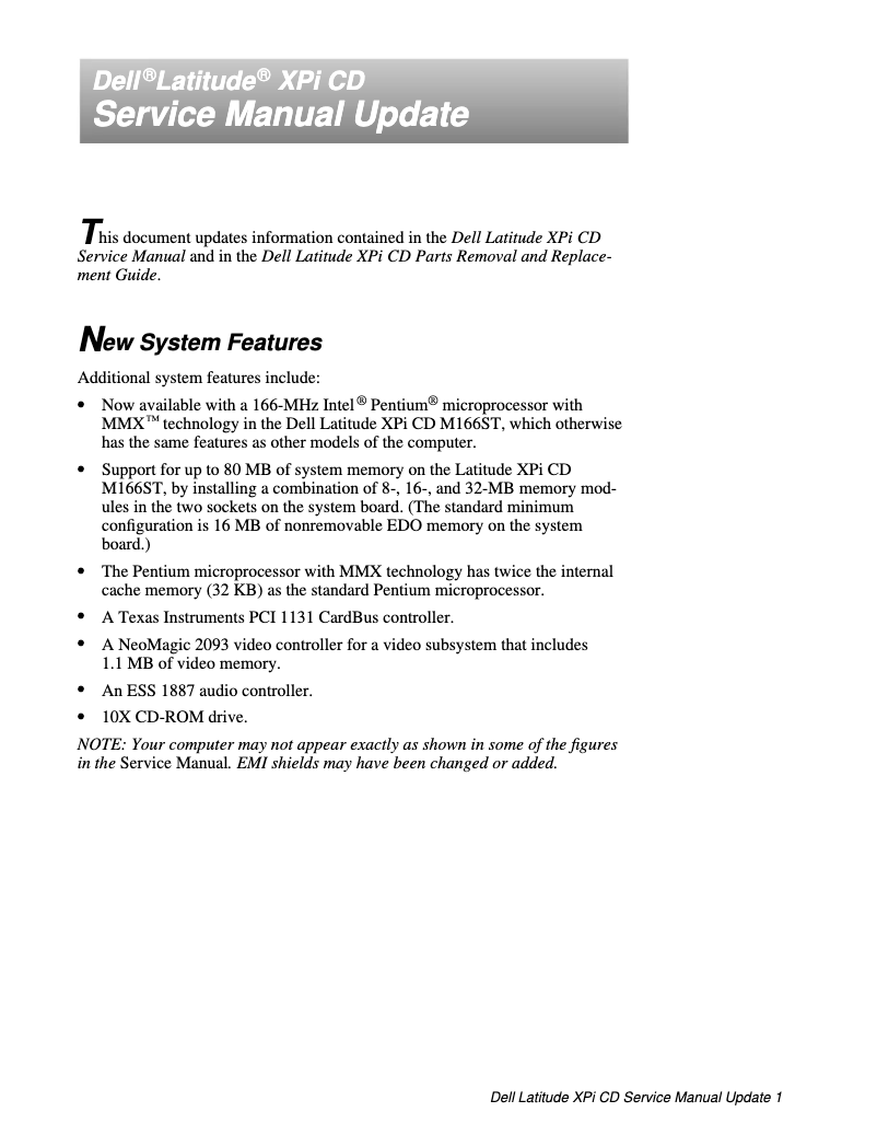 Image de la première page du manuel de l'appareil Latitude Xpi