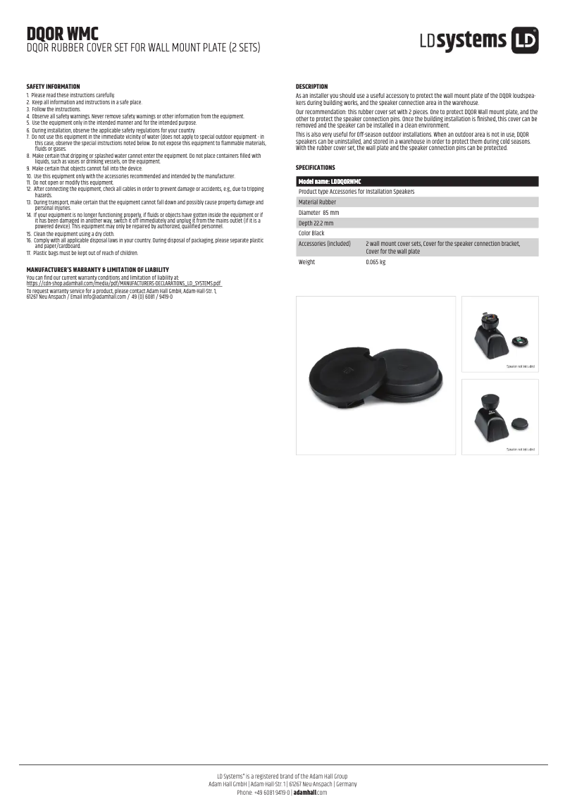 Page 1 de la notice Manuel utilisateur LD Systems DQOR WMC