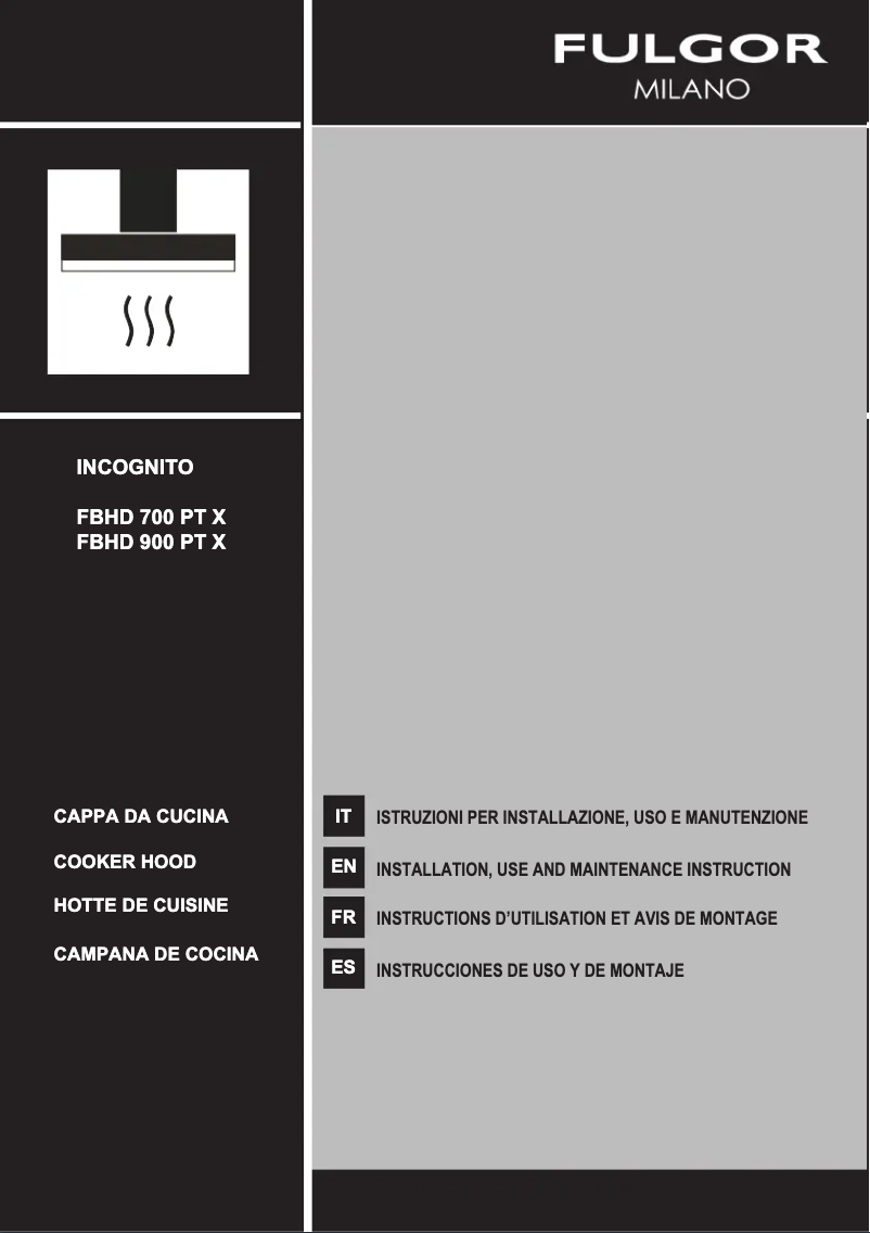 Page 1 de la notice Guide d'installation Fulgor Milano FBHD 900 PT X