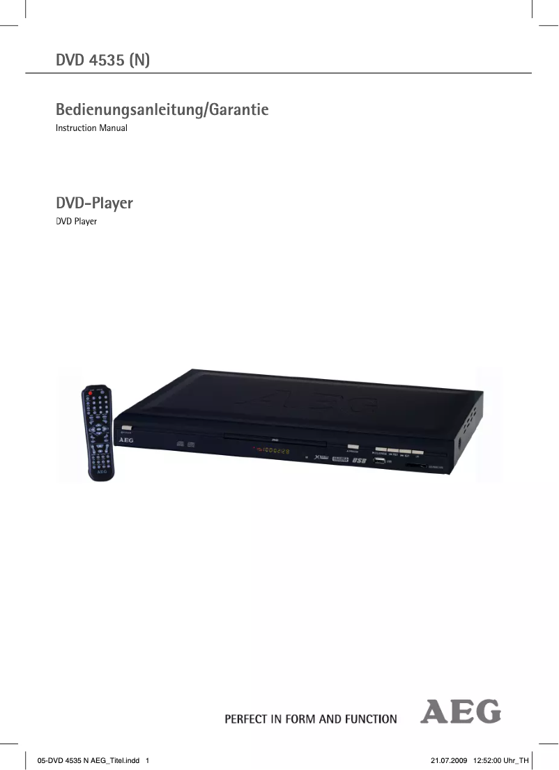 Image de la première page du manuel de l'appareil DVD 4535