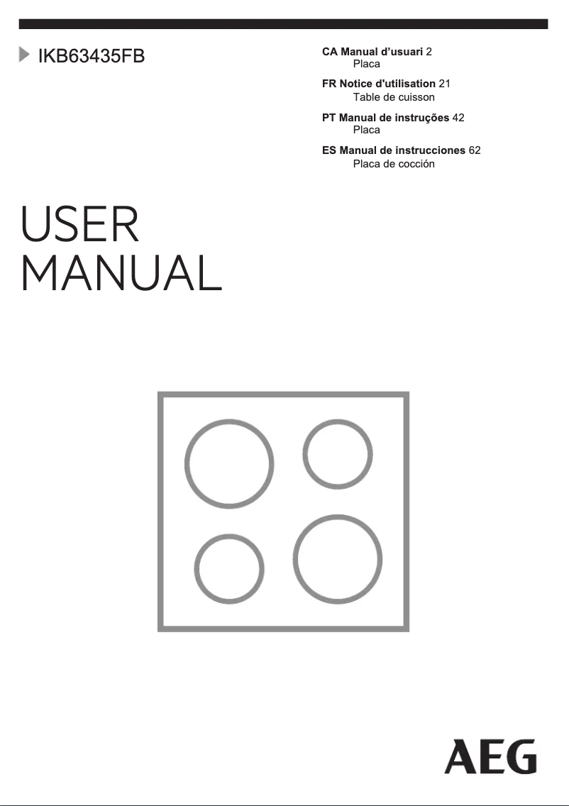 Page 1 de la notice Manuel utilisateur AEG IKB63435FB