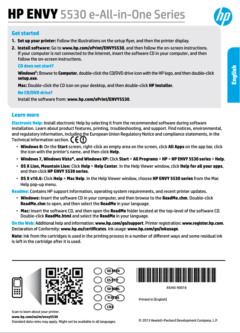 Image de la première page du manuel de l'appareil ENVY 5532