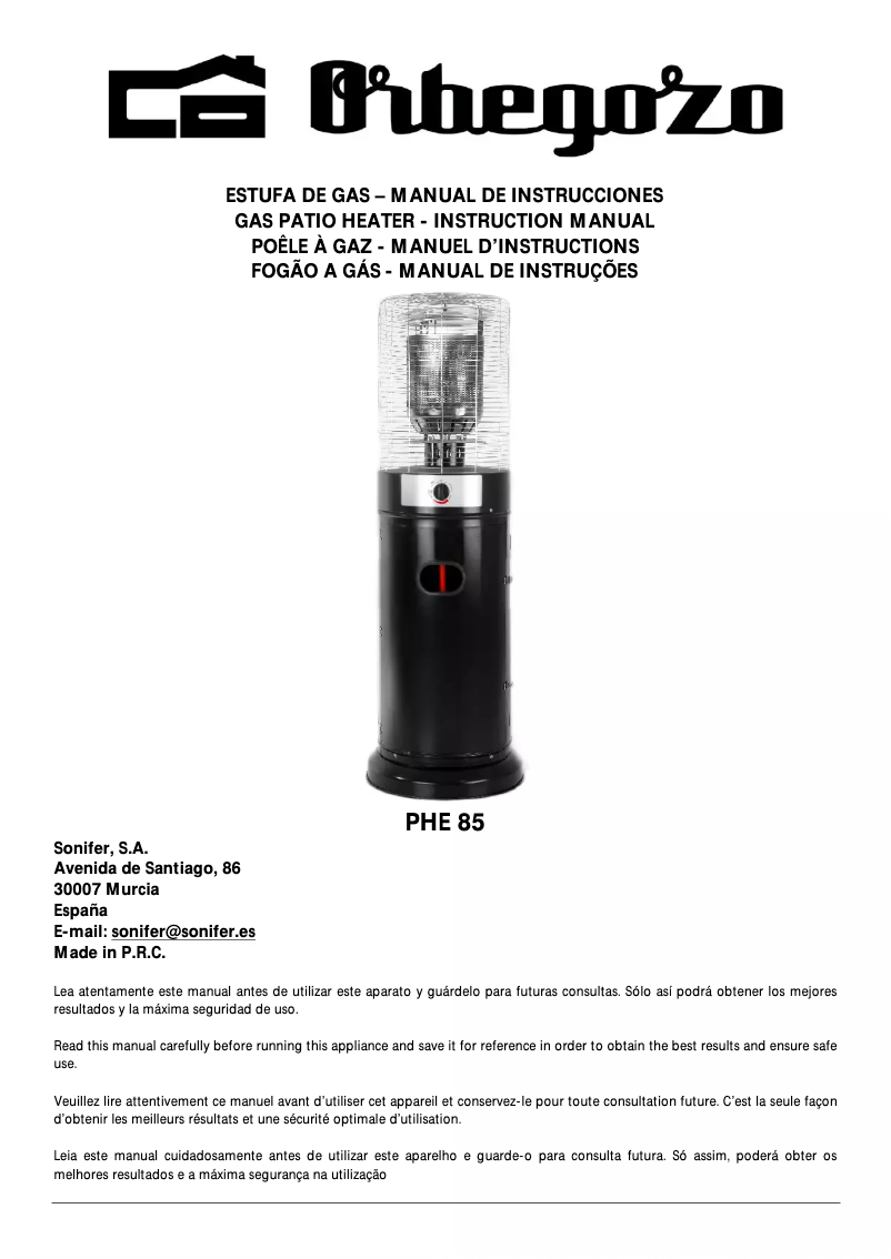 Image de la première page du manuel de l'appareil PHE 85