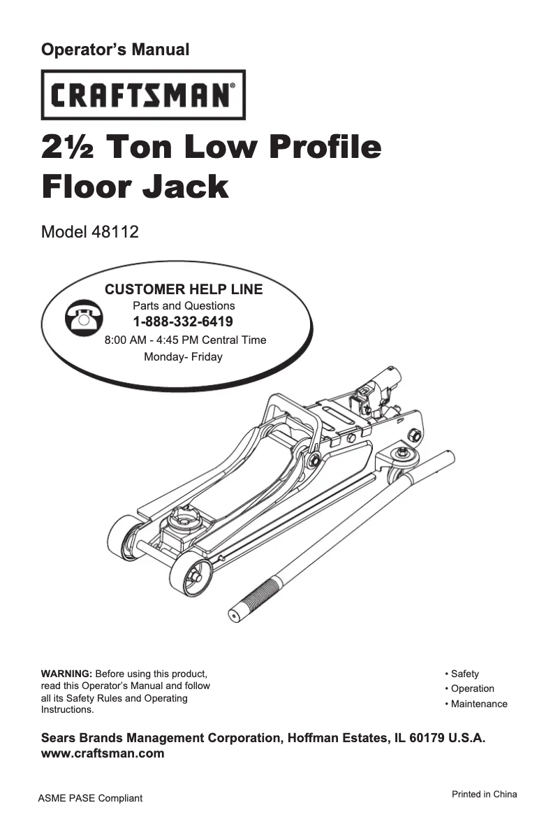 Page n°1 - Manuel utilisateur Craftsman 48112