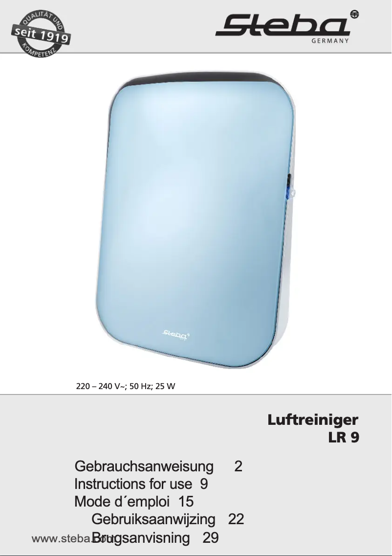 Page 1 de la notice Manuel utilisateur Steba LR 9