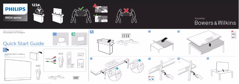 Page 1 de la notice Guide de démarrage rapide Philips 55PUS8804