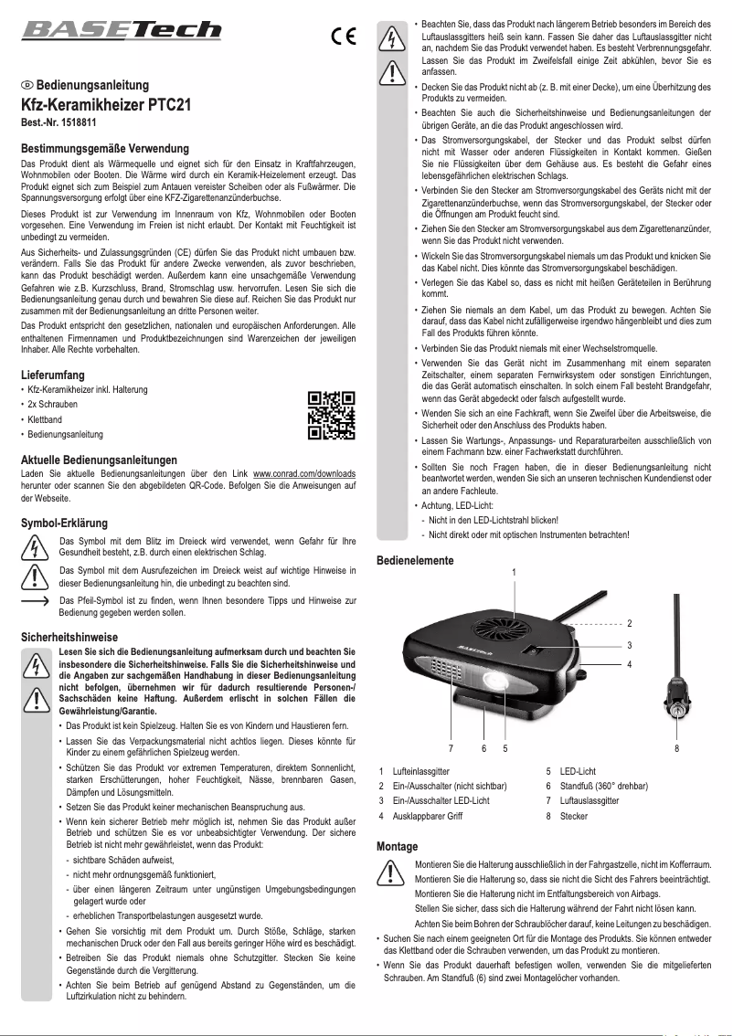 Page n°1 - Manuel utilisateur BaseTech PTC21