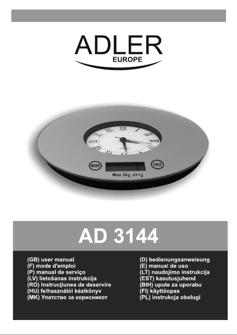 Page 1 de la notice Manuel utilisateur Adler AD 3144