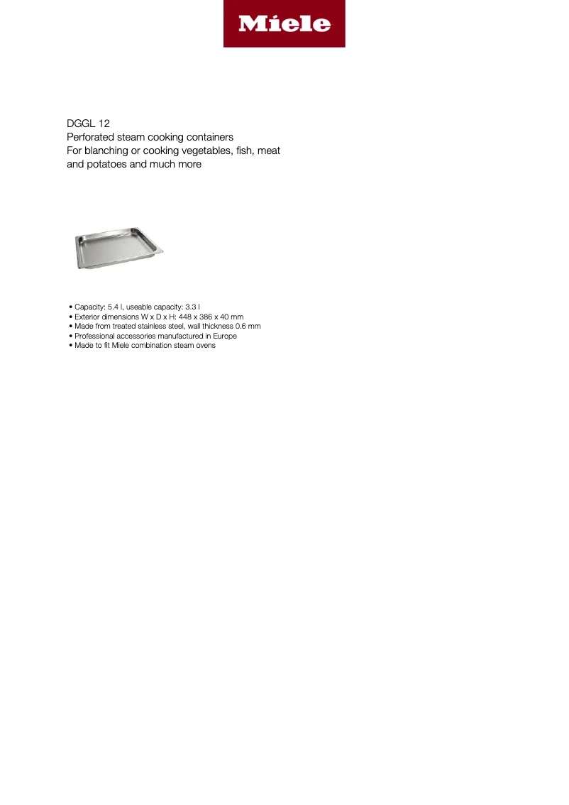 Page n°1 - Manuel utilisateur Miele DGGL 12