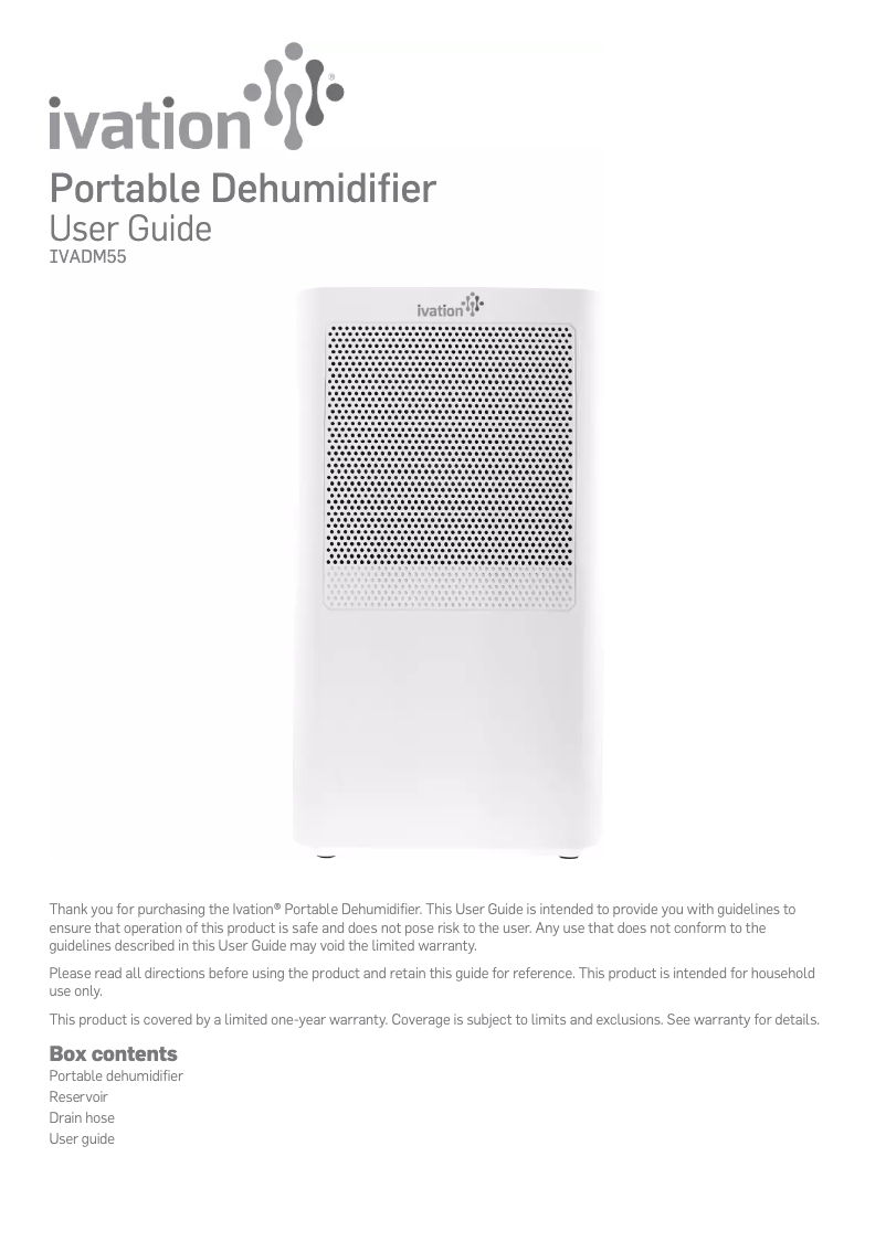 Image de la première page du manuel de l'appareil IVADM55