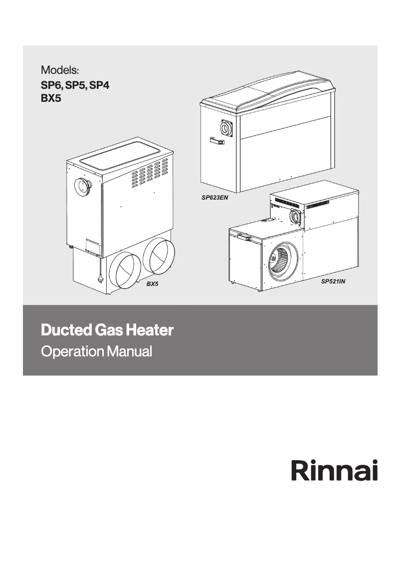 Page 1 de la notice Manuel utilisateur Rinnai SP4 Series RSP435