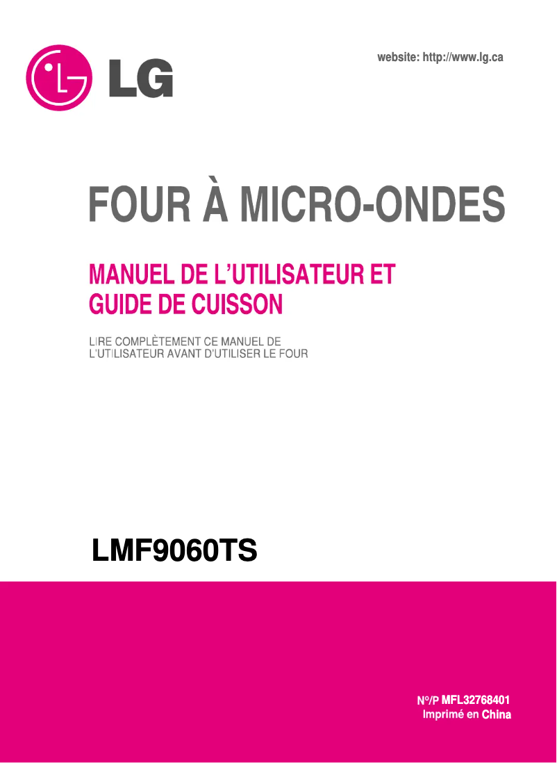 Page 1 de la notice Manuel utilisateur LG MD-0953ATL