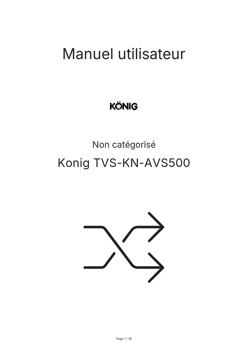 Page n°1 - Manuel utilisateur Konig TVS-KN-AVS500