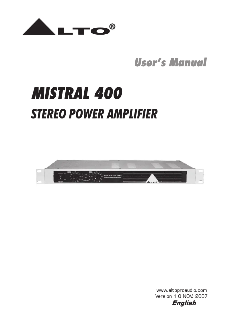Image de la première page du manuel de l'appareil Mistral 400