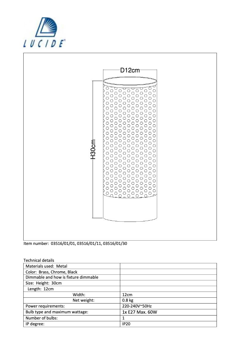 Página 1 del manual Manual de usuario Lucide Beli