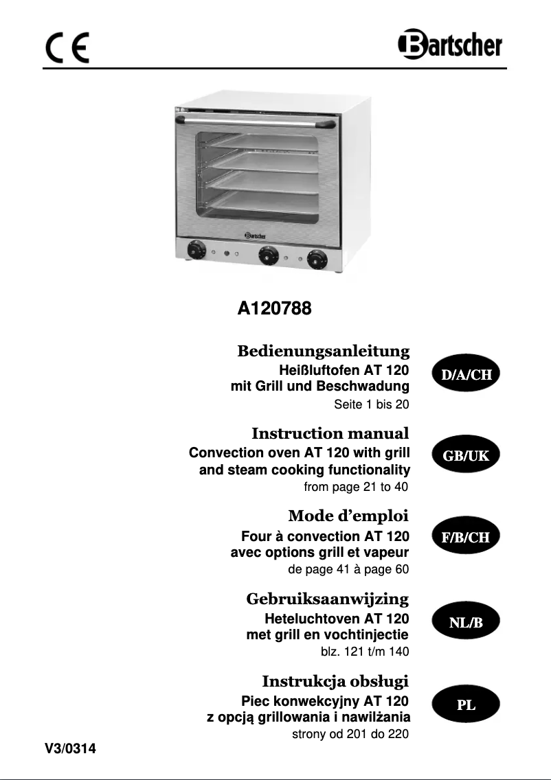 Page n°1 - Manuel utilisateur Bartscher AT120
