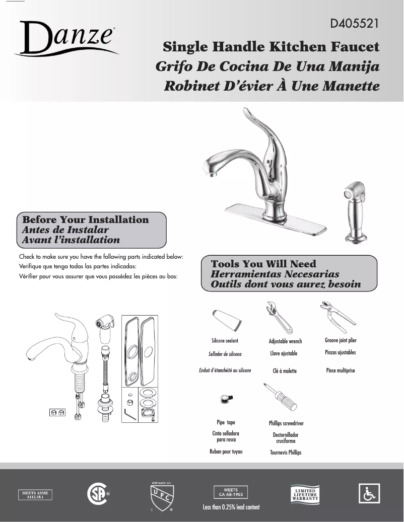 Page 1 de la notice Manuel utilisateur Danze D405521