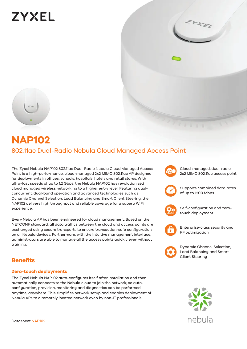 Page n°1 - Fiche technique ZyXEL NAP102