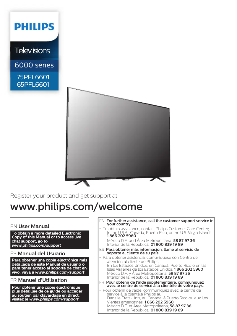 Page 1 de la notice Manuel utilisateur Philips 6000 series 65PFL6601