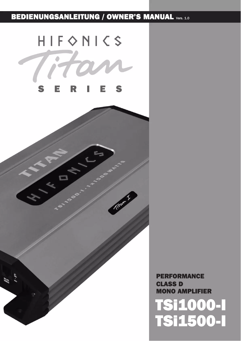 Page 1 de la notice Manuel utilisateur Hifonics TSi1000-I