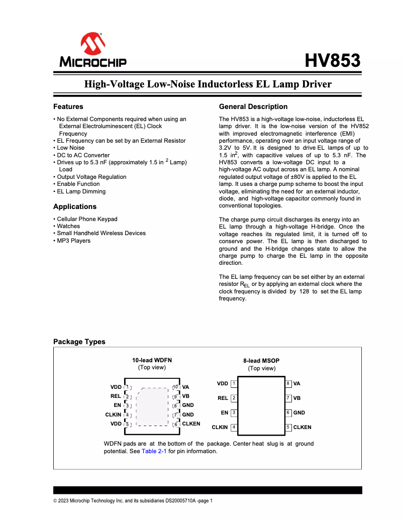 Image de la première page du manuel de l'appareil HV853