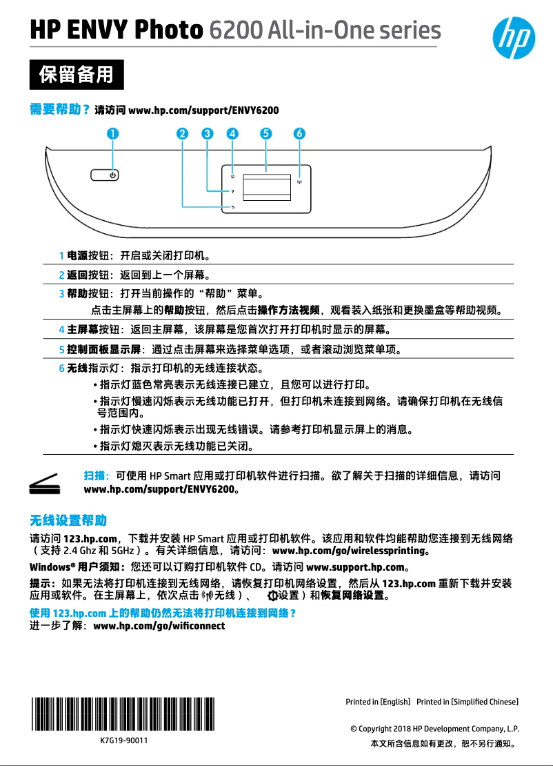 Page 1 de la notice Guide de démarrage rapide HP ENVY 6200 All-in-One