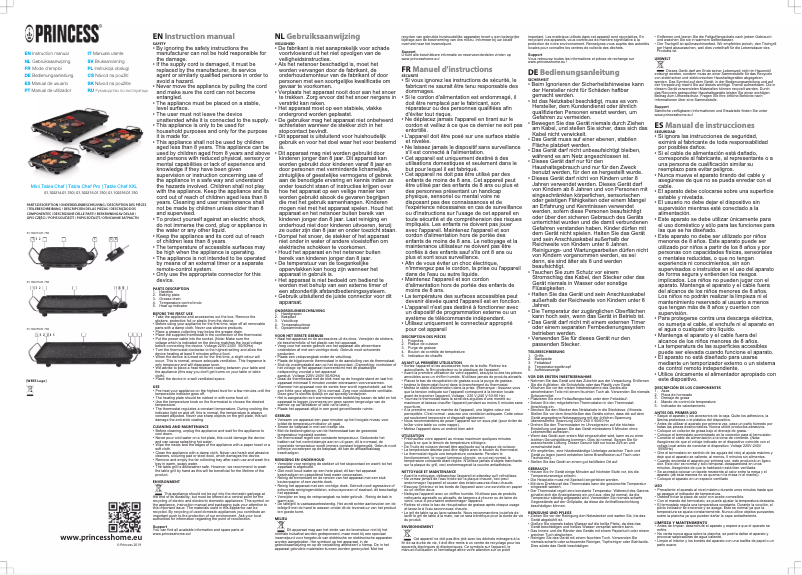 Page n°1 - Manuel utilisateur Princess Table Chef XXL 102216