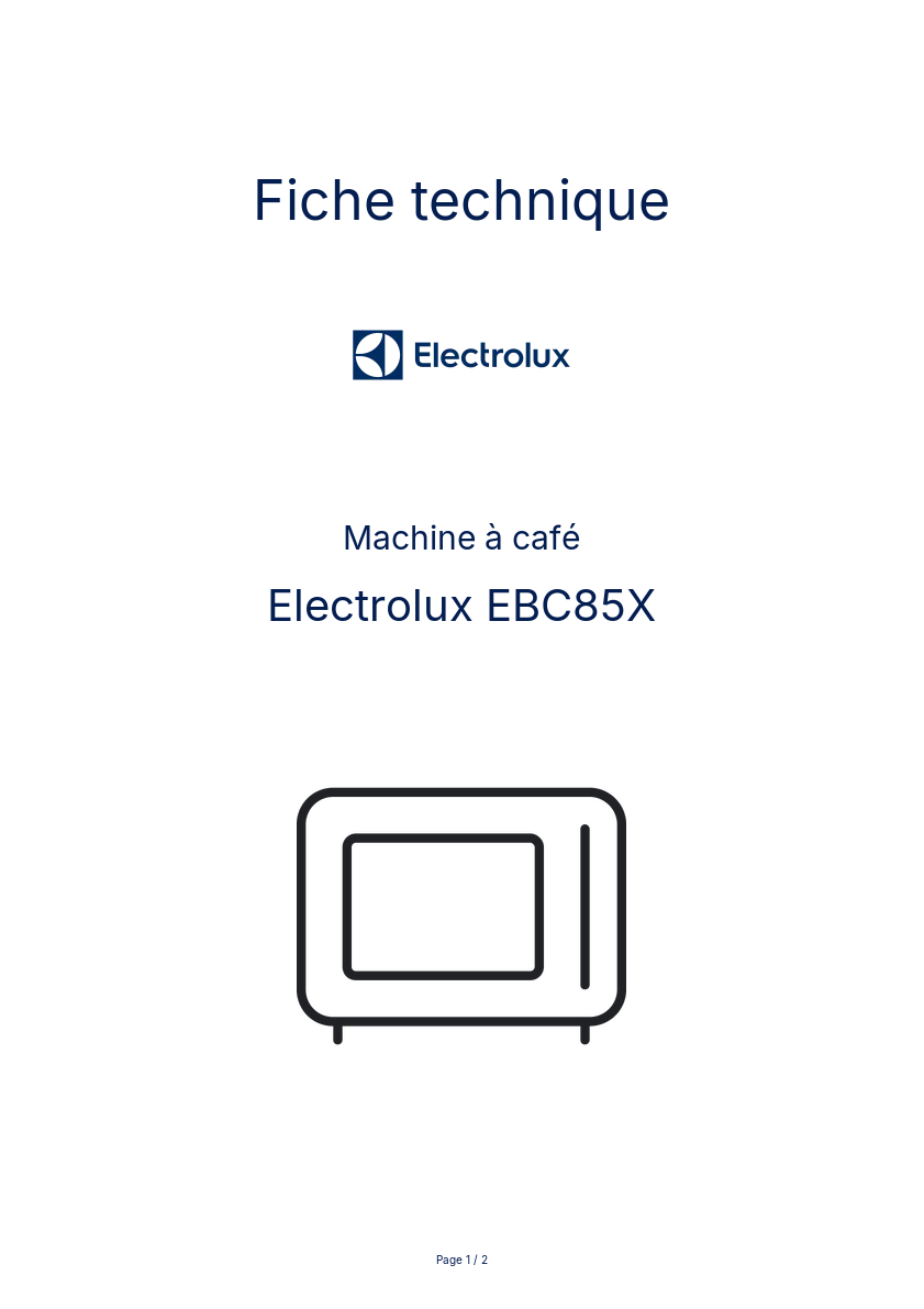 Page n°1 - Fiche technique Electrolux EBC85X