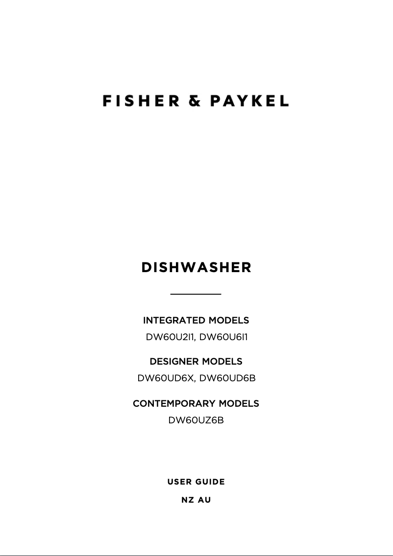 Page 1 de la notice Manuel utilisateur Fisher & Paykel DW60UZ6B