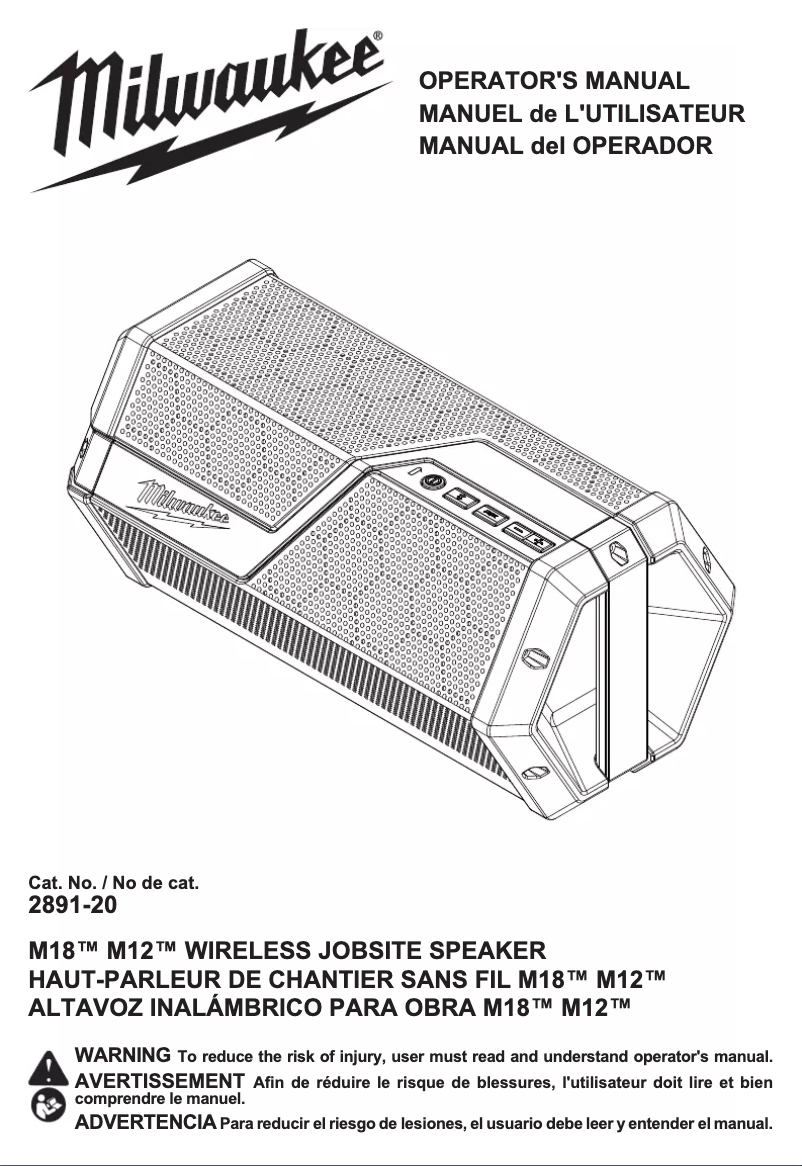 Page n°1 - Manuel utilisateur Milwaukee 2891-20