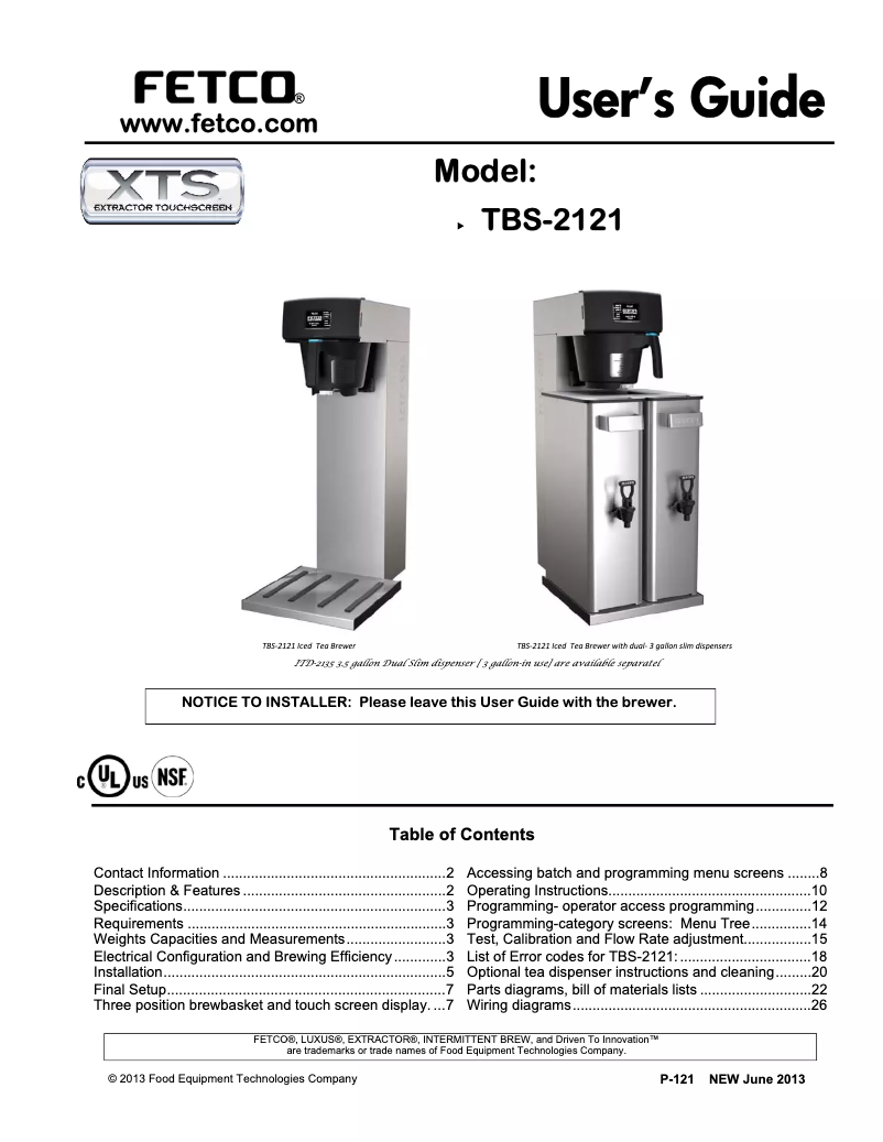 Image de la première page du manuel de l'appareil TBS-2121XTS
