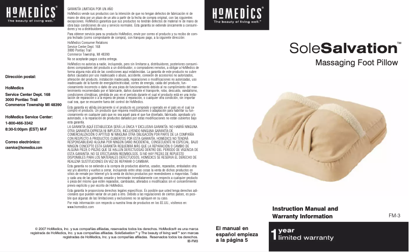 Page 1 of the manual User Manual Homedics FM-3