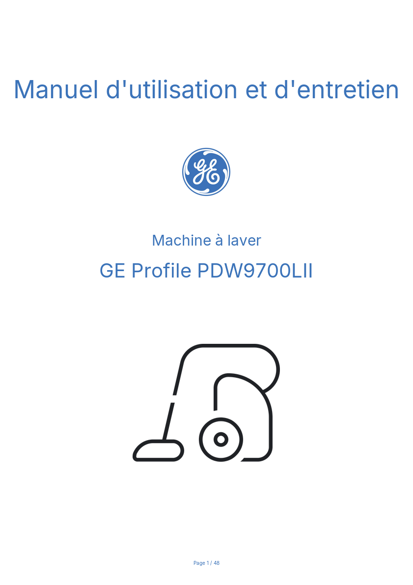 Image de la première page du manuel de l'appareil Profile PDW9700LII