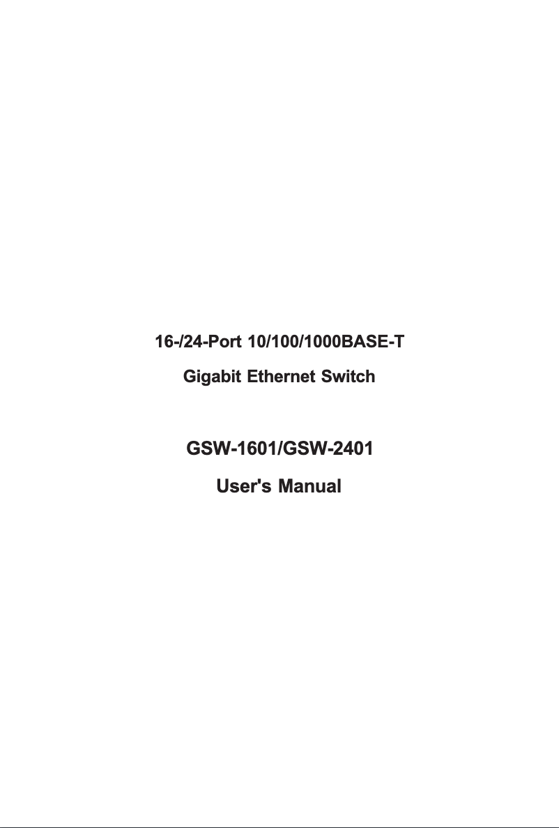 Image de la première page du manuel de l'appareil GSW-1601