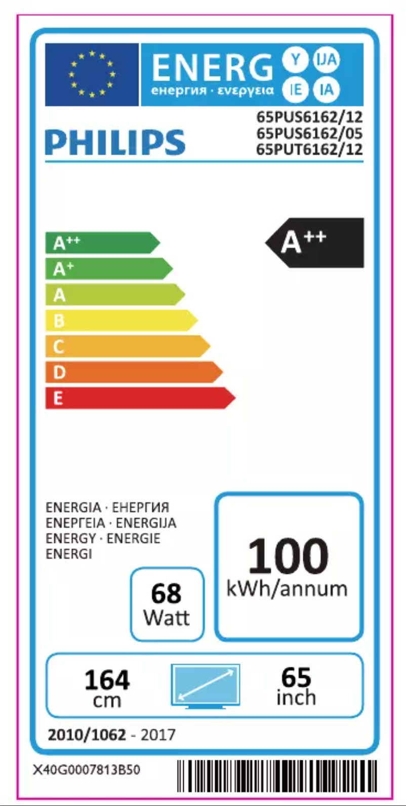 Page 1 of the manual Energy Label Philips 65PUT6162
